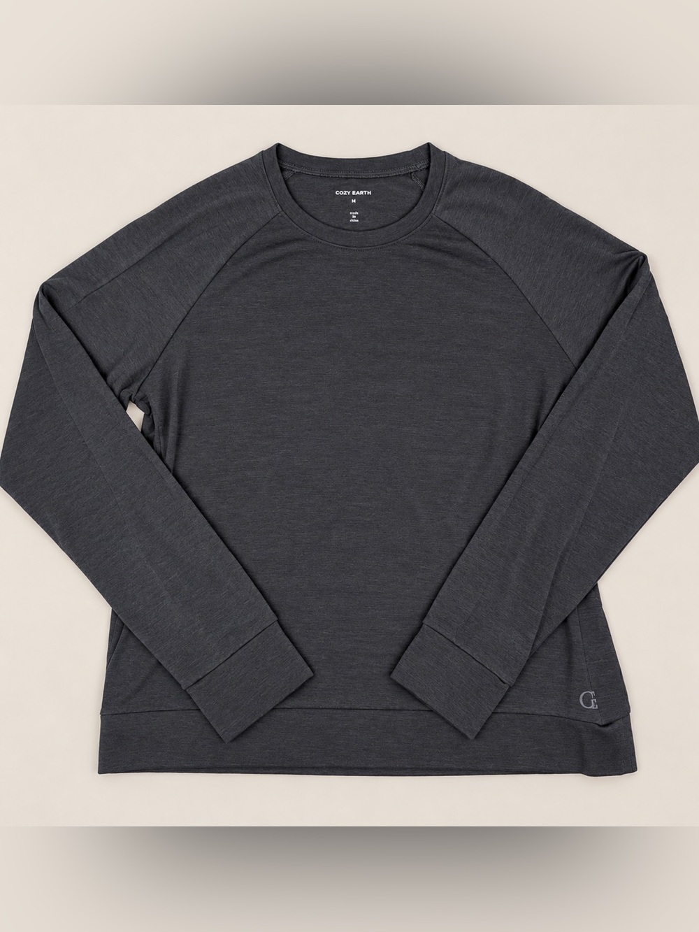 Cozy Earth Bamboo Pullover Sweatshirt Womens Medium Gray Raglan Long Sleeve Top